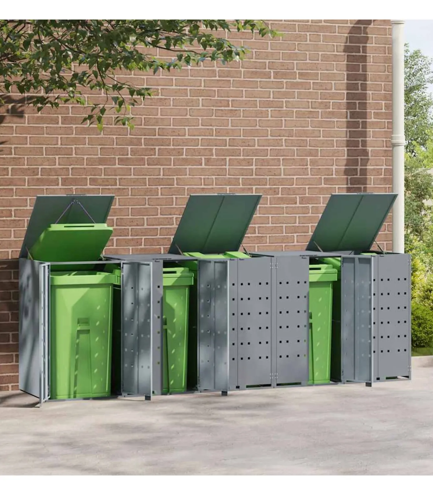 Containerberging voor 5 containers 345x79x117 cm staal grijs Manden En Bakken