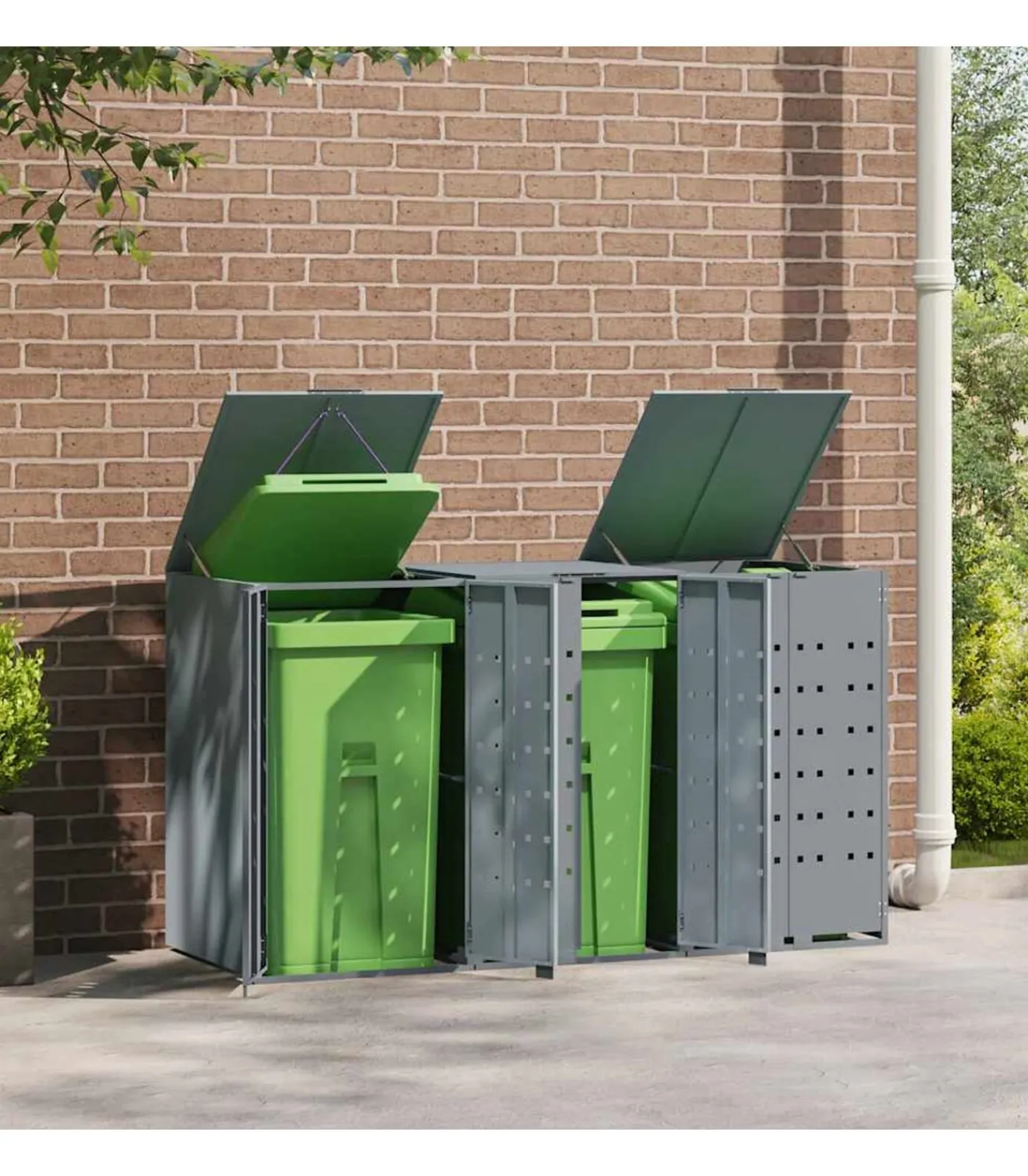 Sale Containerberging voor 3 containers 207x79x117 cm staal grijs Manden En Bakken