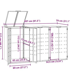 Sale Containerberging voor 3 containers 207x79x117 cm staal grijs Manden En Bakken