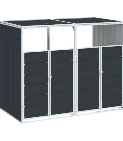 Discount Containerberging voor 2 containers 144x81x113cm staal antraciet Manden En Bakken