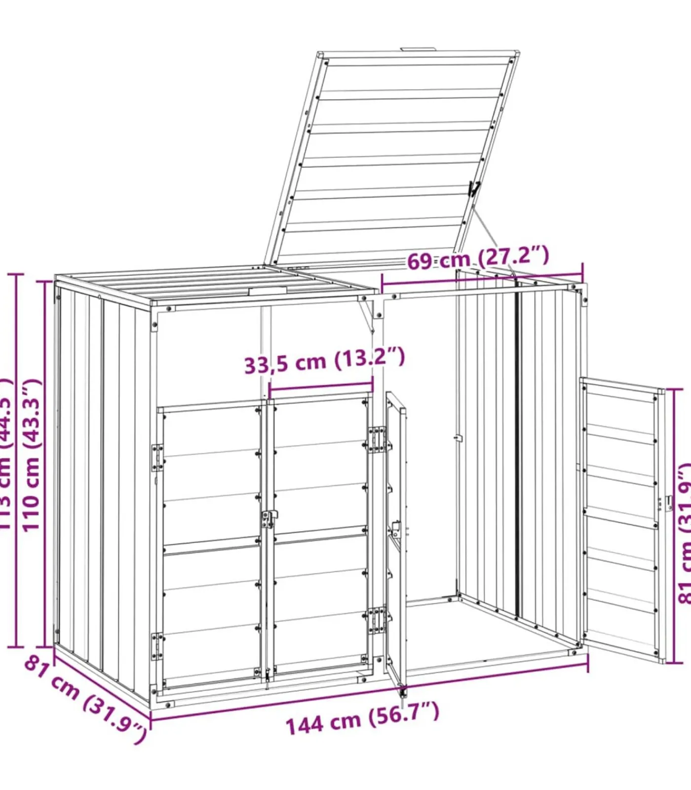 Discount Containerberging voor 2 containers 144x81x113cm staal antraciet Manden En Bakken