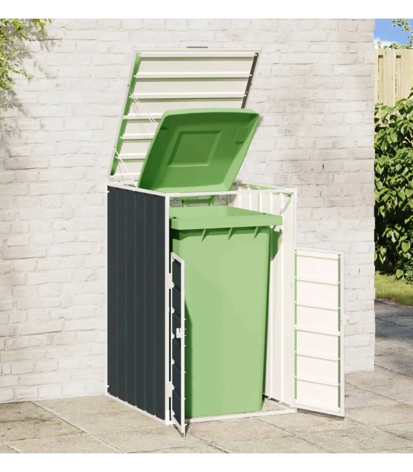 Containerberging voor 1 container 72x81x115 cm staal antraciet Manden En Bakken