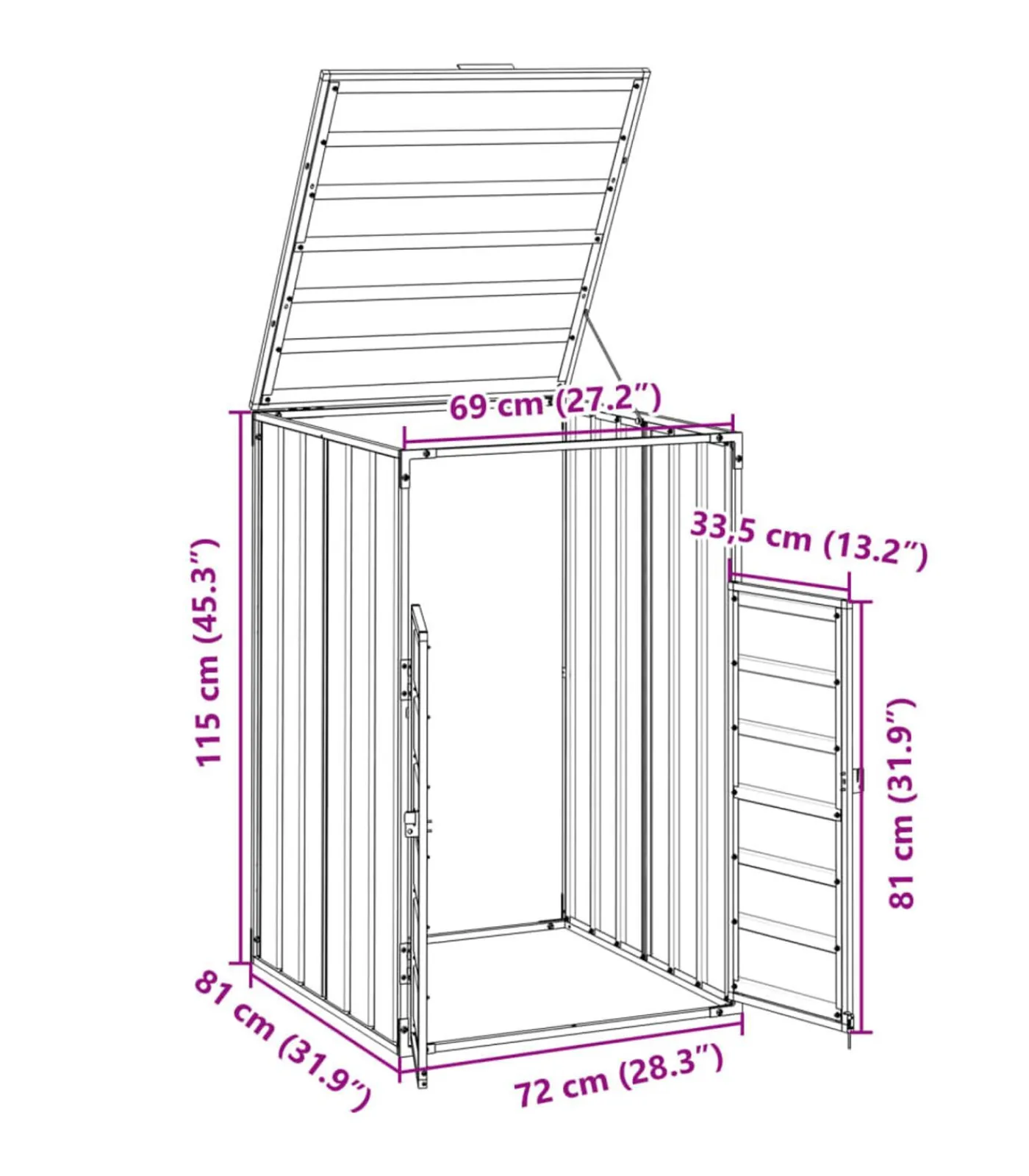 Containerberging voor 1 container 72x81x115 cm staal antraciet Manden En Bakken
