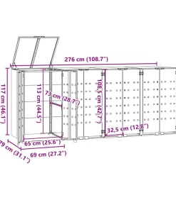 Best Containerberging voor 4 containers 276x79x117 cm staal zwart Manden En Bakken
