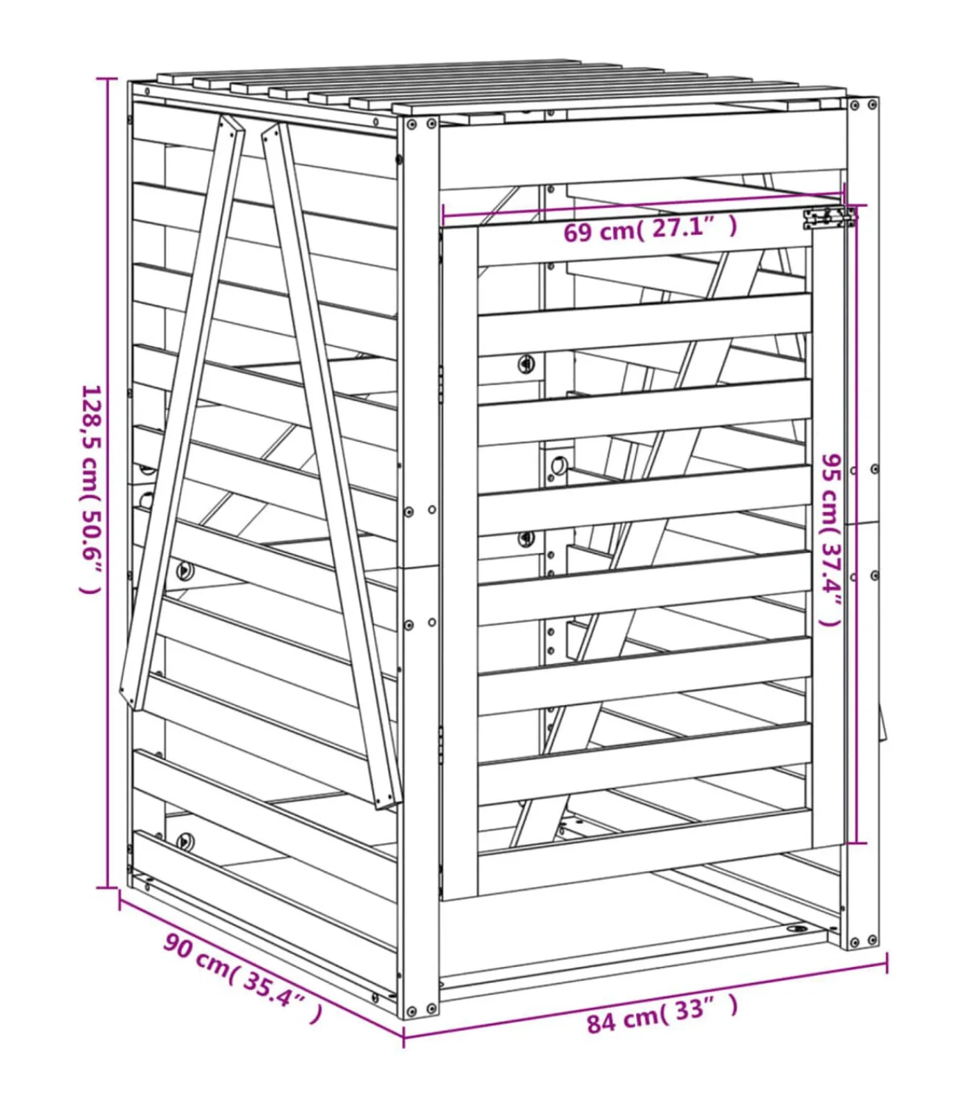 Containerberging 84x90x128,5 cm massief grenenhout honingbruin Manden En Bakken