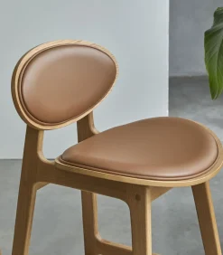 Discount Counterstoel Maia in massief eikenhout en leer Stoelen