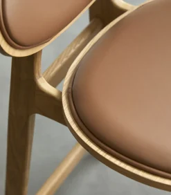 Discount Counterstoel Maia in massief eikenhout en leer Stoelen