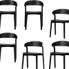 Discount Cras Eetkamerstoelen - Essenhout - Zwart - Set van 6 Stoelen