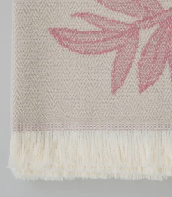 Outlet Deken 2 personen Blad 200x220 cm Beige/Orchidee Bedspreien