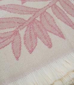 Outlet Deken 2 personen Blad 200x220 cm Beige/Orchidee Bedspreien