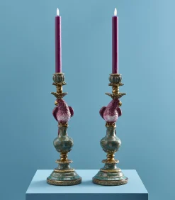 Discount 2-delig Set Kandelaar Papegaai/roze/groen Kaarsen & Kaarshouders