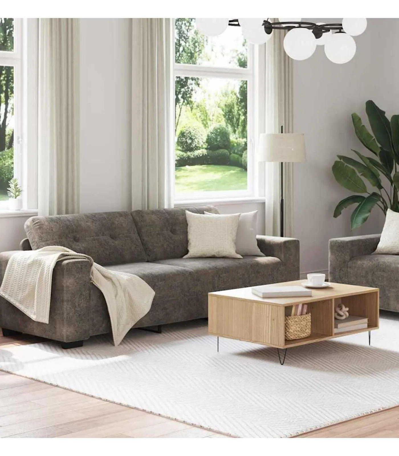 Online 2-delige bankset met kussens, donkergrijs imitatieleer Zetels