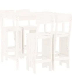 Sale 5-delige Barset massief grenenhout wit Tuinmeubelen