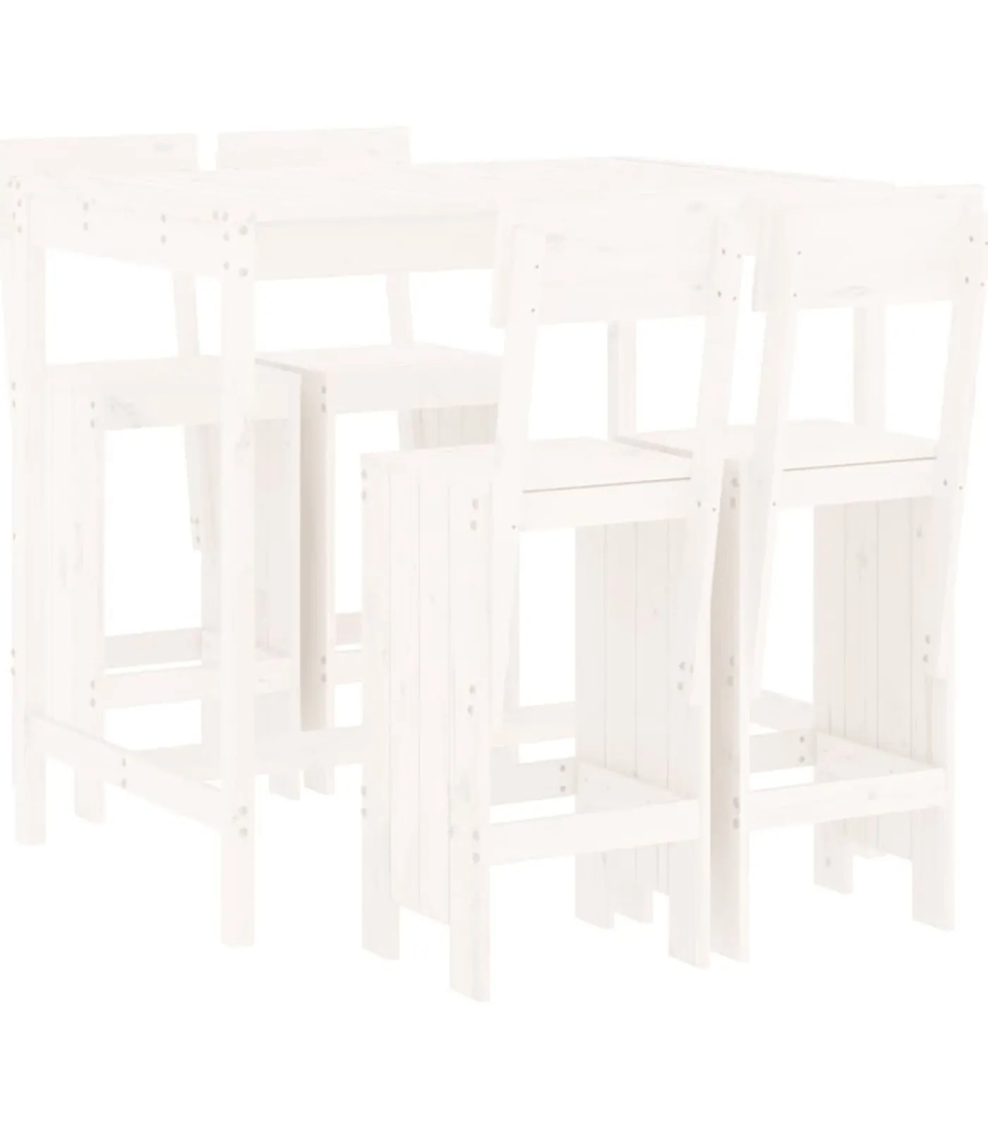 Sale 5-delige Barset massief grenenhout wit Tuinmeubelen