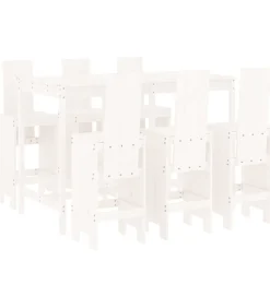 Online 7-delige Barset massief grenenhout wit Tuinmeubelen