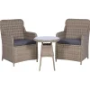 New 3-delige Bistroset met kussens poly rattan bruin Tuinmeubelen