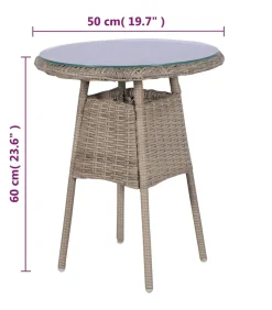 New 3-delige Bistroset met kussens poly rattan bruin Tuinmeubelen