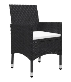 Outlet 3-delige Bistroset poly rattan en gehard glas zwart Tuinmeubelen