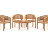 Outlet 5-delige Loungeset banaanvormig massief teakhout Tuinmeubelen