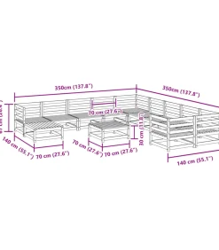 Sale 12-delige Loungeset geïmpregneerd grenenhout Tuinmeubelen