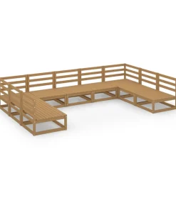 9-delige Loungeset massief grenenhout Tuinmeubelen