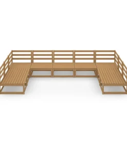 9-delige Loungeset massief grenenhout Tuinmeubelen