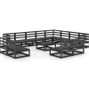 New 13-delige Loungeset massief grenenhout zwart Tuinmeubelen
