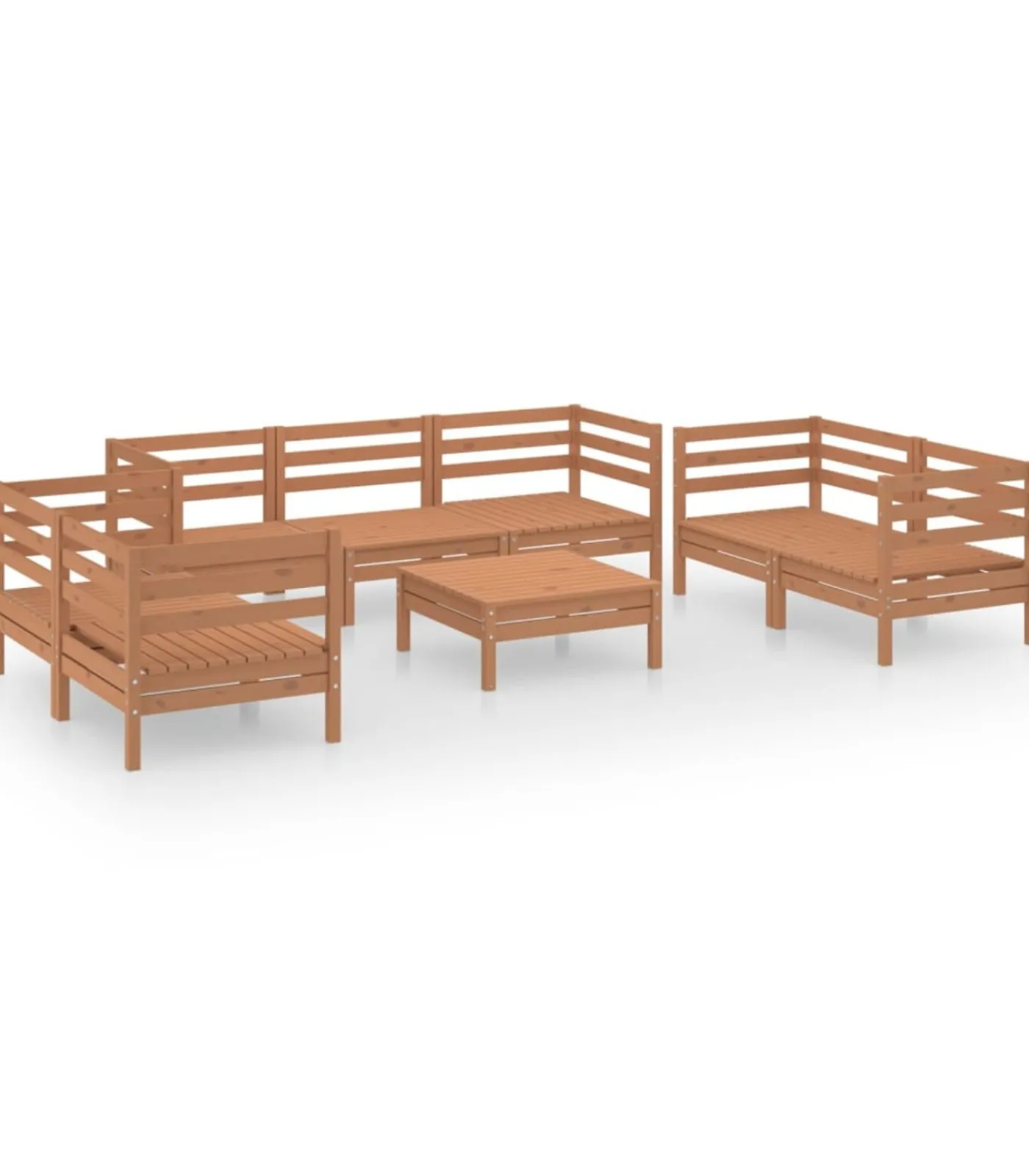 Hot 8-delige Loungeset massief grenenhout honingbruin Tuinmeubelen