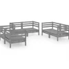 Discount 6-delige Loungeset massief grenenhout grijs Tuinmeubelen