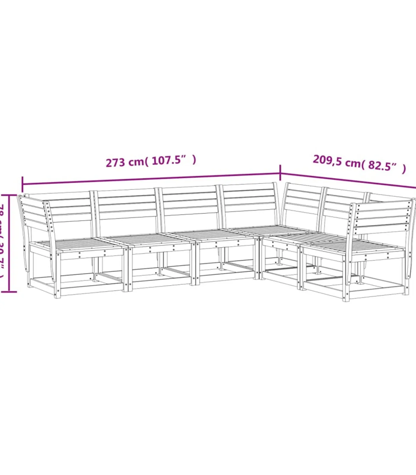 Clearance 6-delige Loungeset massief grenenhout Tuinmeubelen