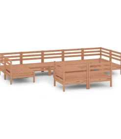 Discount 10-delige Loungeset massief grenenhout honingbruin Tuinmeubelen