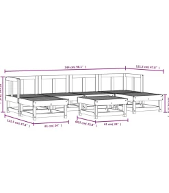 Outlet 7-delige Loungeset massief douglashout Tuinmeubelen