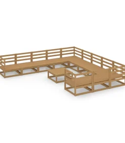 Clearance 12-delige Loungeset massief grenenhout Tuinmeubelen