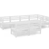 Sale 7-delige Loungeset massief grenenhout wit Tuinmeubelen