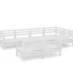 Sale 7-delige Loungeset massief grenenhout wit Tuinmeubelen
