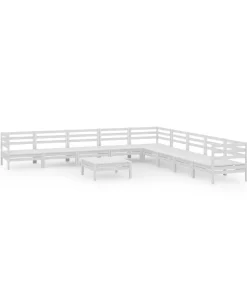 Best 10-delige Loungeset massief grenenhout wit Tuinmeubelen