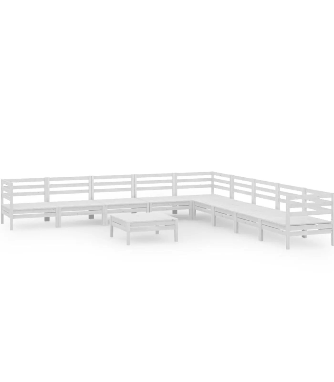 Best 10-delige Loungeset massief grenenhout wit Tuinmeubelen