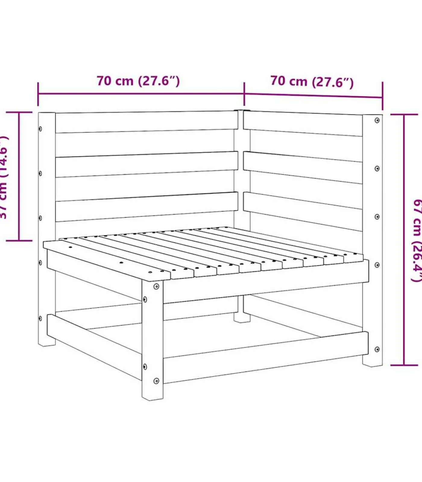 Best 3-delige Loungeset massief grenenhout Tuinmeubelen
