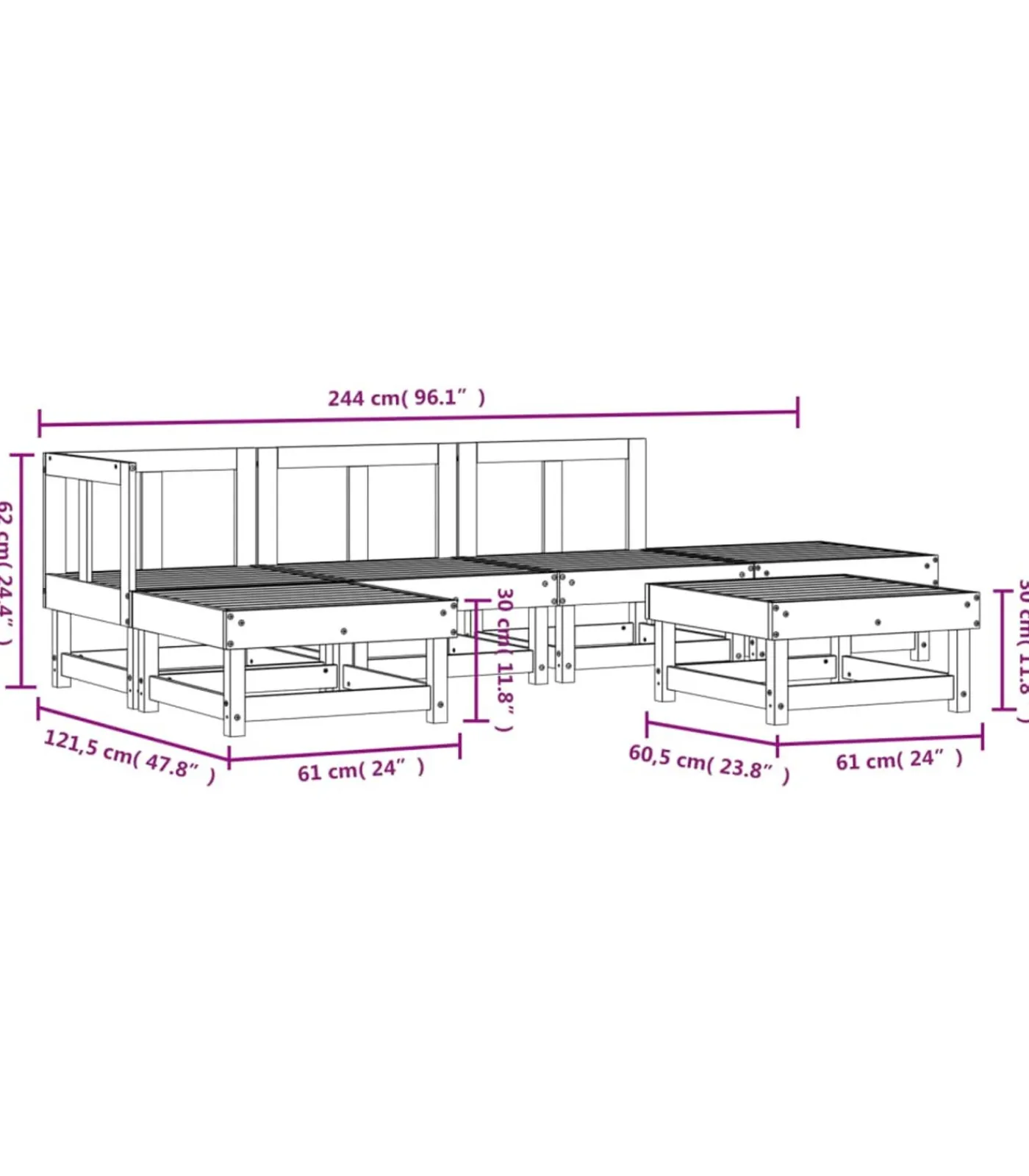 Best 6-delige Loungeset massief douglashout Tuinmeubelen