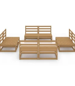 Outlet 8-delige Loungeset massief grenenhout honingbruin Tuinmeubelen