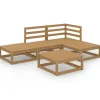 Clearance 5-delige Loungeset massief grenenhout honingbruin Tuinmeubelen