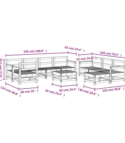 Outlet 10-delige Loungeset massief grenenhout wit Tuinmeubelen