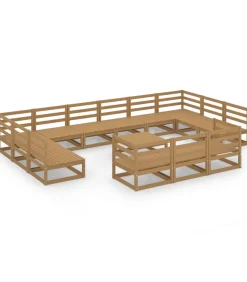 Outlet 14-delige Loungeset massief grenenhout Tuinmeubelen