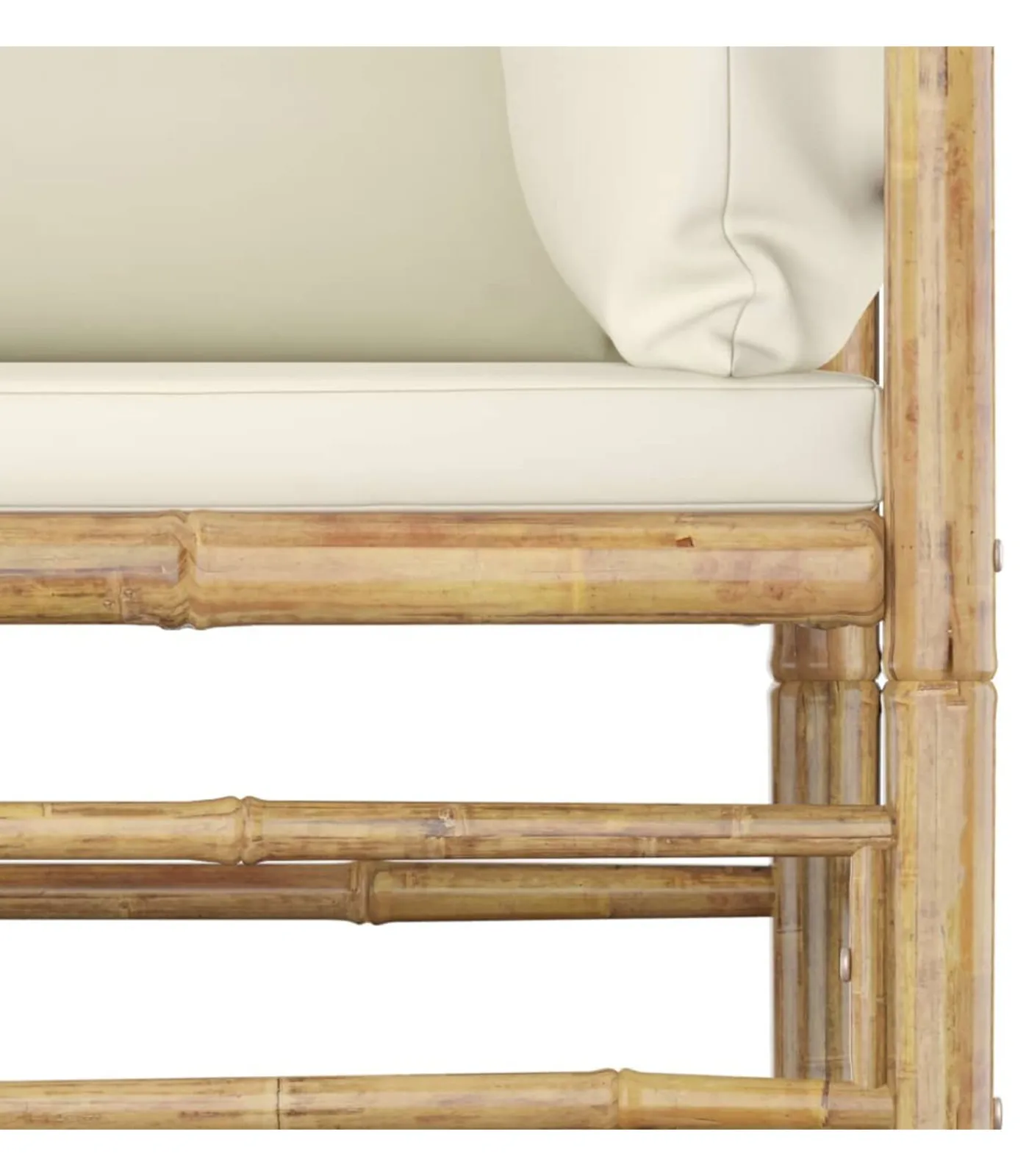 Best 5-delige Loungeset met crèmewitte kussens bamboe Tuinmeubelen