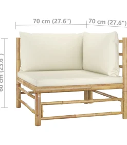 Best 5-delige Loungeset met crèmewitte kussens bamboe Tuinmeubelen