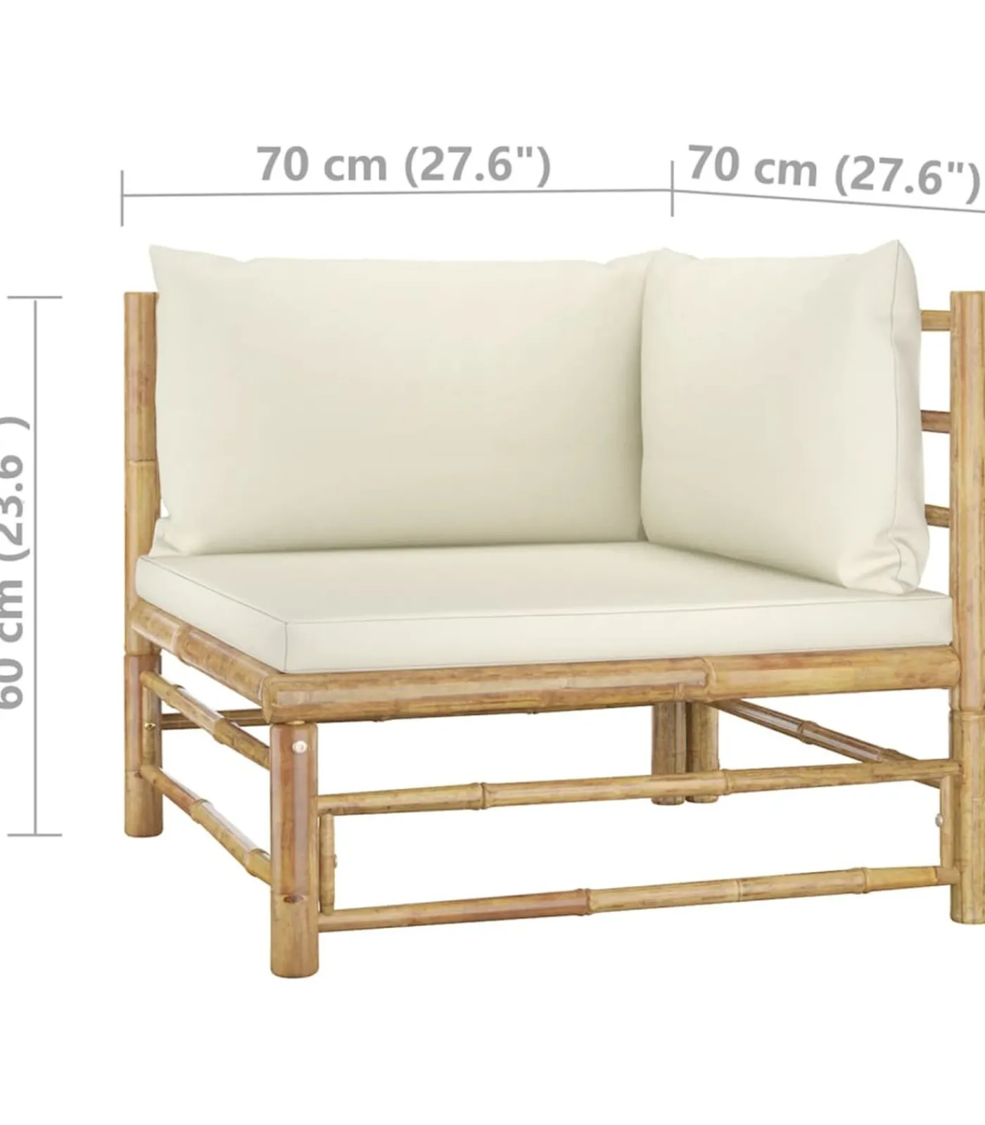 Best 5-delige Loungeset met crèmewitte kussens bamboe Tuinmeubelen