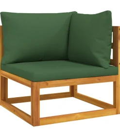Outlet 9-delige Loungeset met groene kussens massief hout Tuinmeubelen