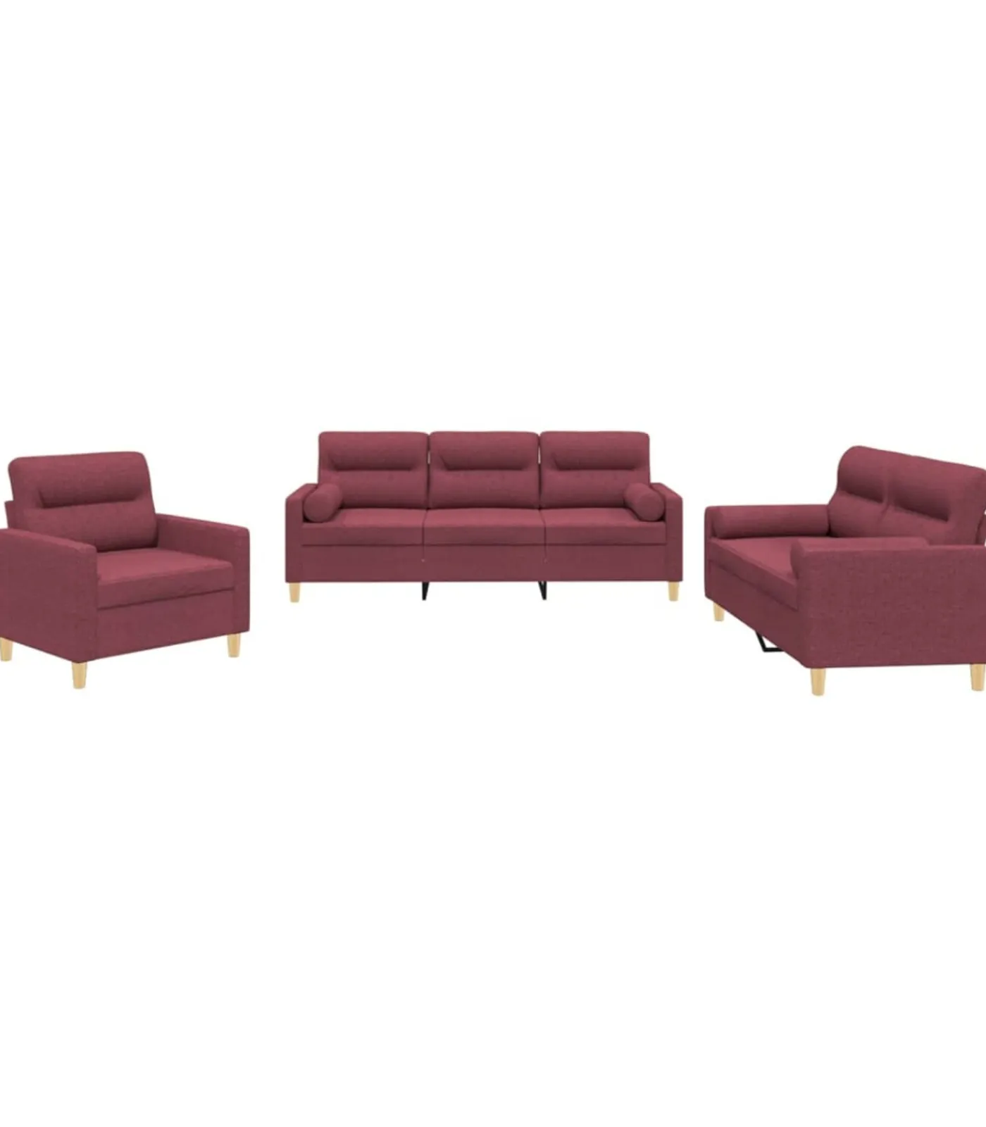 Clearance 3-delige Loungeset met kussens stof wijnrood Zetels