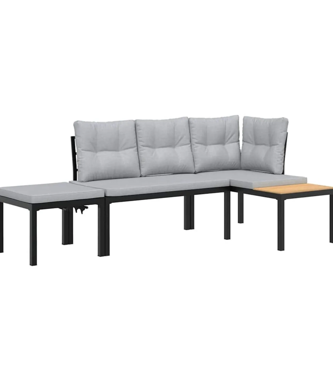 Clearance 3-delige Loungeset met kussens gepoedercoat staal zwart Tuinmeubelen
