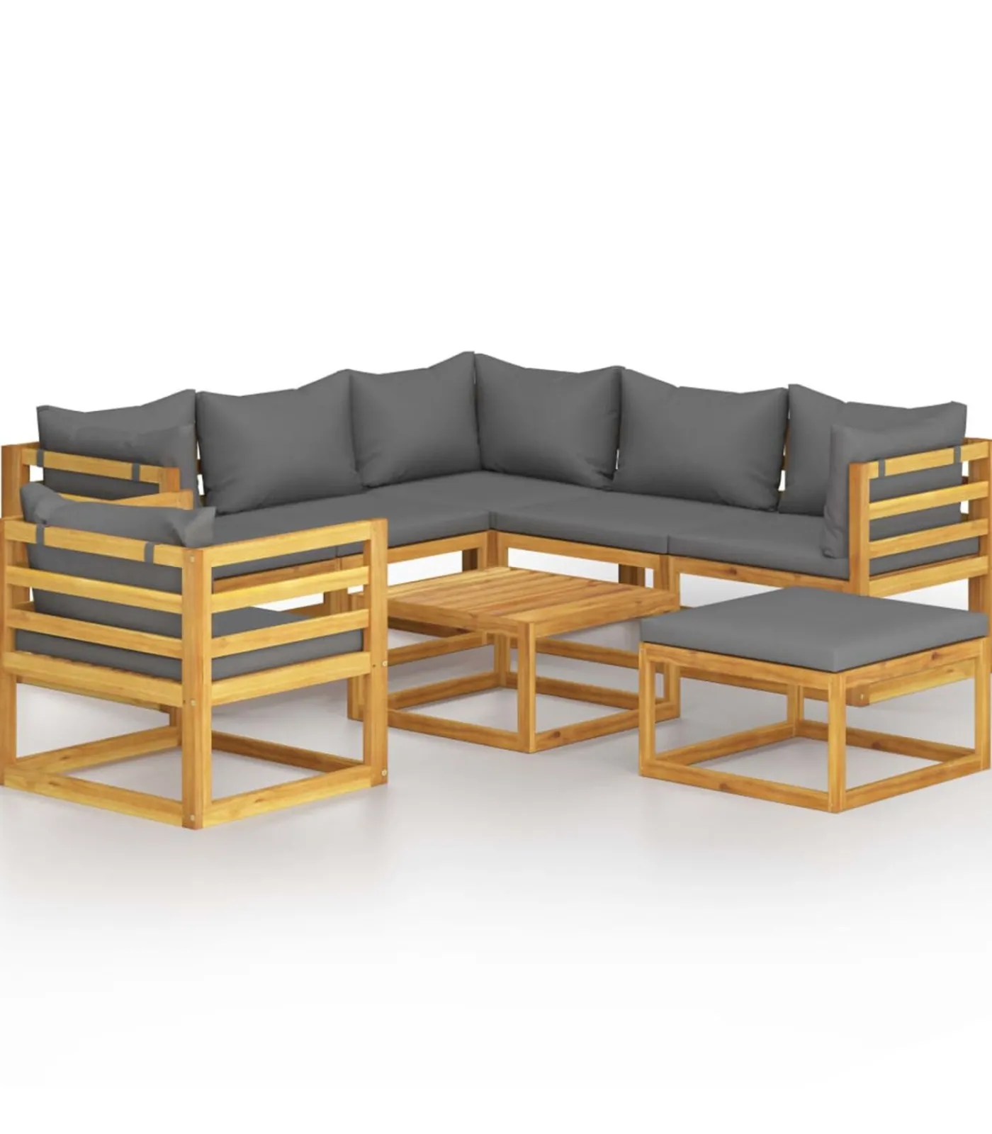8-delige Loungeset met kussens massief acaciahout Tuinmeubelen